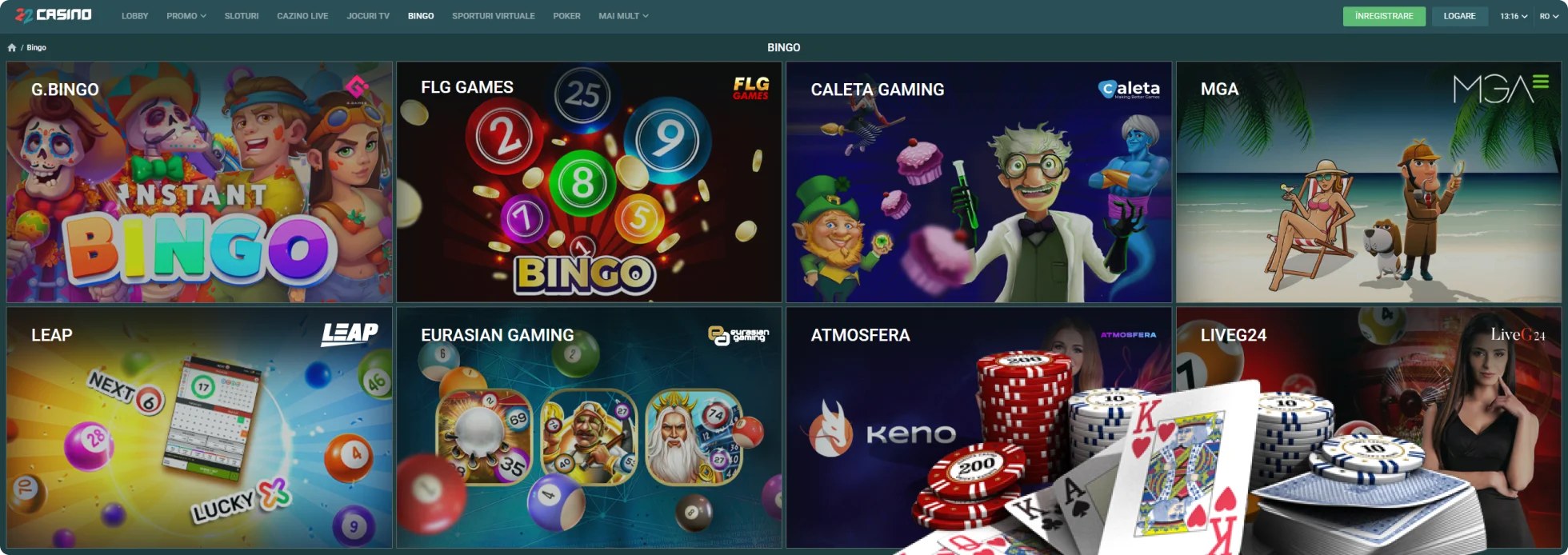 22Casino platformă de cazinou